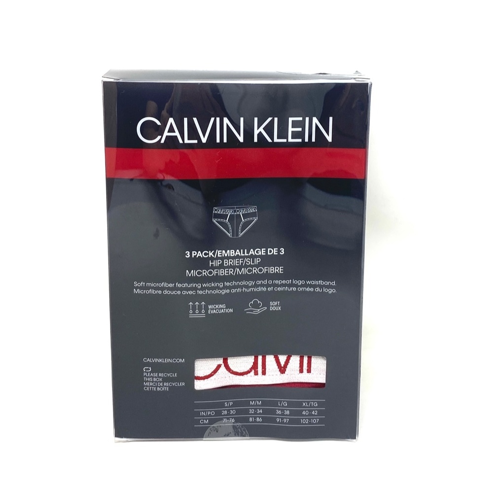 Calvin Klein Men Underwear Microfiber 3-Pack Hip Brief Red/Blue Size NP22110947 - Picture 7 of 7